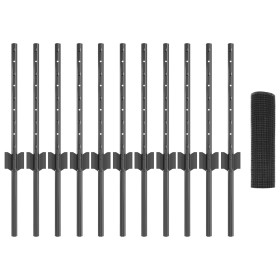 Cerco de Alambre Soldado con 11 Poste U Gris 0.4 x 25 m Acero de , Postes de cerca - Ref: Foro24-3336582, Precio: 56,48 €, De...