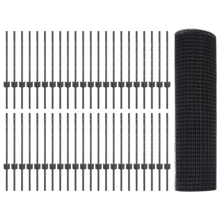 Cerca de Alambre Soldado con 44 Postes Gris 0.5x100 m de Acero de , Postes de cerca - Ref: Foro24-3336653, Precio: 240,26 €, ...
