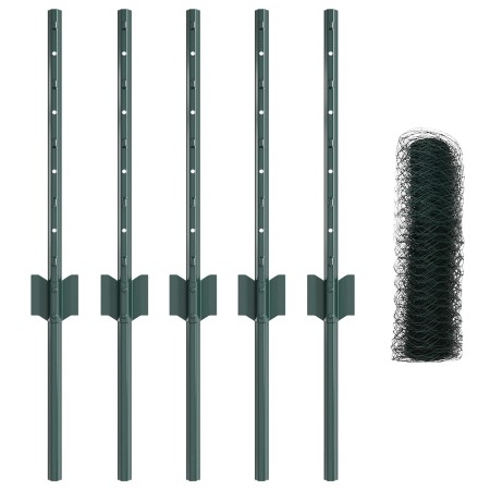 Postes de Cerca  5 pcs U-Channel Verde 40 cm Acero, Cerca Hexagonal  Verde 0,4x10 m Acero | Foro24.es | Tu tienda online para hogar, jardín y más Foro24.es