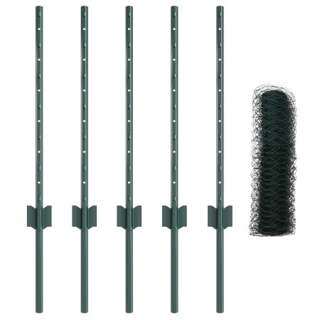 Postes de Cerca  11 pcs U-Channel Verde 80 cm Acero, Cerca Hexagonal  Verde 0,5x10 m Acero | Foro24.es | Tu tienda online para hogar, jardín y más Foro24.es