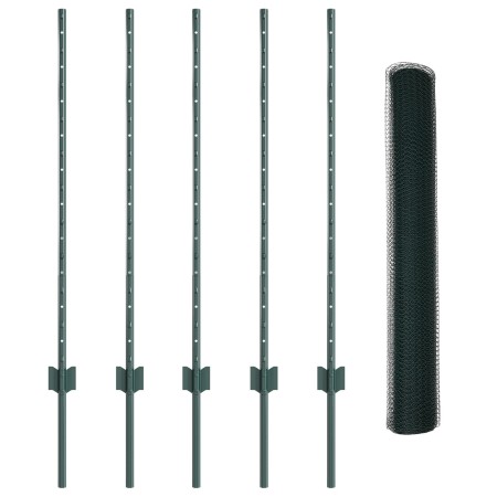 Postes de Cerca 5 pcs Canal U Verde 100 cm Acero, Cerca Hexagonal Verde 1x10 m Acero de , Postes de cerca - Ref: Foro24-33366...