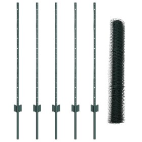 Postes de Cerca 5 pcs U-Channel Verde 100 cm Acero, Cerca Hexagonal Verde 1x10 m Acero de , Postes de cerca - Ref: Foro24-333...
