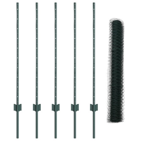 Postes de Cerca 5 pcs U-Channel Verde 100 cm Acero, Cerca Hexagonal Verde 1x10 m Acero de , Postes de cerca - Ref: Foro24-333...