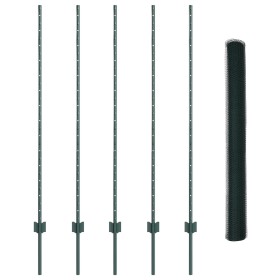 Postes de Cerco 5 pcs U-Channel Verde 140 cm de Acero, Cerco Hexagonal Verde 1.4x10 m de Acero de , Postes de cerca - Ref: Fo...