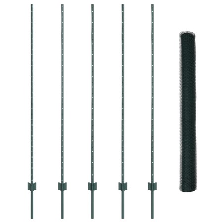 Postes de Cerca 5 pcs U-Channel Verde 150 cm Acero, Cerca Hexagonal Verde 1.5x10 m Acero de , Postes de cerca - Ref: Foro24-3...