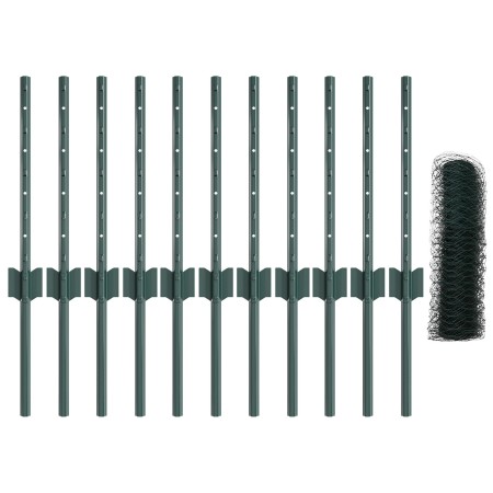 Postes de Cerca  11 pcs U-Channel Verde 40 cm Acero, Cerca Hexagonal  Verde 0.4x25 m Acero | Foro24.es | Tu tienda online para hogar, jardín y más Foro24.es