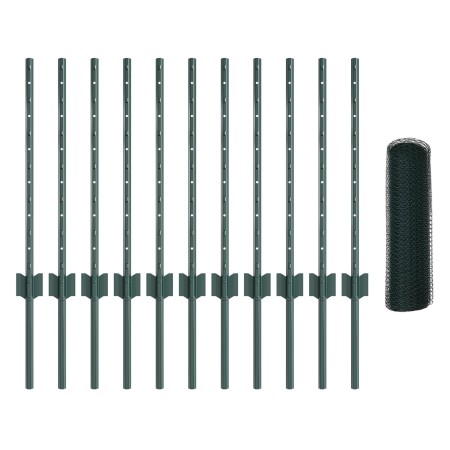 Postes de Cerca 11 pcs U-Channel Verde 60 cm Acero,  Cerca Hexagonal Verde 0.6x25 m Acero | Foro24.es | Tu tienda online para hogar, jardín y más Foro24.es