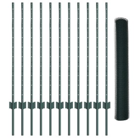 Set de Valla de Jardín Set de 2 Verde Metal, Plástico de , Postes de cerca - Ref: Foro24-3336716, Precio: 86,60 €, Descuento: %