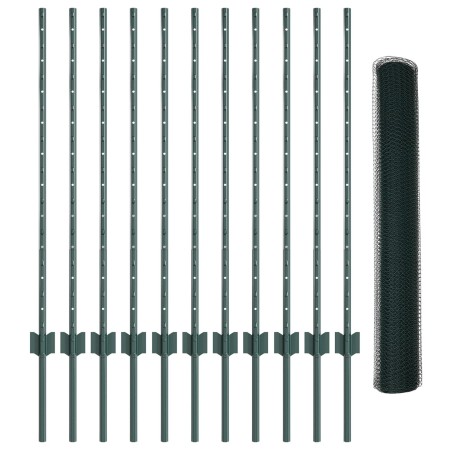 Set de Valla de Jardín Set de 2 Verde Metal, Plástico de , Postes de cerca - Ref: Foro24-3336716, Precio: 86,60 €, Descuento: %