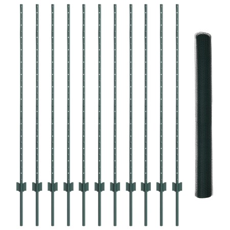 Postes de Valla  11 pcs U-Channel Verde 140 cm Acero, Valla Hexagonal  Verde 1,4x25 m Acero | Foro24.es | Tu tienda online para hogar, jardín y más Foro24.es