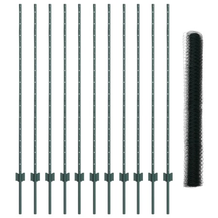 Postes de Cerca  11 pcs U-Channel Verde 140 cm Acero, Cerca Hexagonal  Verde 1.4x25 m Acero | Foro24.es | Tu tienda online para hogar, jardín y más Foro24.es