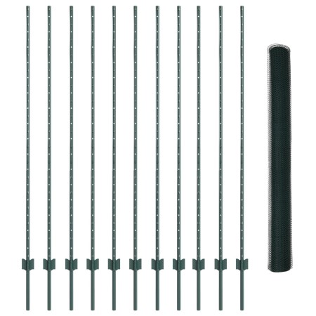 Postes de Cerca  11 pcs Canal U Verde 160 cm Acero, Cerca Hexagonal  Verde 1.6x25 m Acero | Foro24.es | Tu tienda online para hogar, jardín y más Foro24.es