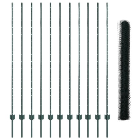 Postes para Cerca  11 pcs U-Channel Verde 160 cm Acero, Cerca Hexagonal  Verde 1.6x25 m Acero | Foro24.es | Tu tienda online para hogar, jardín y más Foro24.es