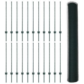 Posts de cerca 11 pcs canal U verde 100 cm acero, Cerca hexagonal verde 1x50 m acero de , Postes de cerca - Ref: Foro24-33367...