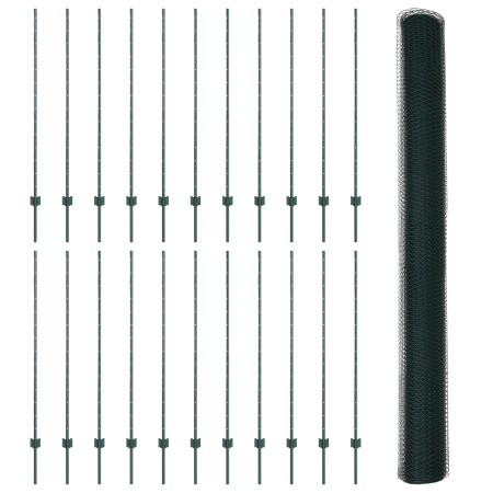 Postes de Valla  11 pcs U-Channel Verde 140 cm Acero, Valla Hexagonal  Verde 1.4x50 m Acero | Foro24.es | Tu tienda online para hogar, jardín y más Foro24.es