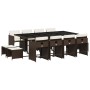 Set muebles de jardín 13 pzas y cojines ratán sintético marrón en Conjuntos de jardín | Comprar online en Foru.es