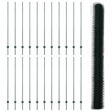 Postes de Cerca 11 pcs U-Channel Verde 160 cm Acero, Cerca Hexagonal Verde 1.6x50m Acero de , Postes de cerca - Ref: Foro24-3...