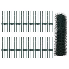 Postes de Cerca 11 pcs U-Channel Verde 40 cm Metal, Cerca Hexagonal Verde 0,4x100 m Metal de , Postes de cerca - Ref: Foro24-...