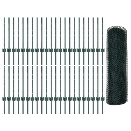 Postes de Cerca 11 pcs U-Channel Verde 60 cm Acero, Cerca Hexagonal Verde 0.5x100 m Acero de , Postes de cerca - Ref: Foro24-...