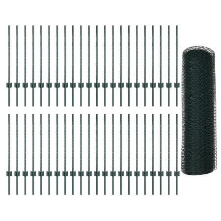 Postes de Cerca 11 pcs Canal U Verde 80 cm Acero, Cerca Hexagonal Verde 0,8x100 m Acero de , Postes de cerca - Ref: Foro24-33...