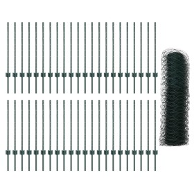 Posts de Valla 11 pcs U-Channel Verde 80 cm Acero, Valla Hexagonal Verde 0.8 x 100 m Acero de , Postes de cerca - Ref: Foro24...