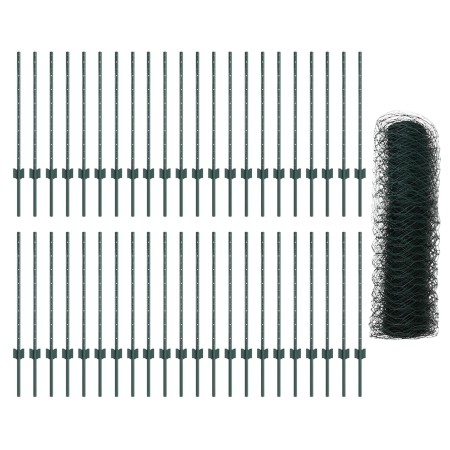 Posts de Valla 11 pcs U-Channel Verde 80 cm Acero, Valla Hexagonal Verde 0.8 x 100 m Acero de , Postes de cerca - Ref: Foro24...