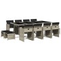 Set comedor jardín y cojines 13 pzas ratán sintético gris claro en Conjuntos de jardín | Comprar online en Foru.es