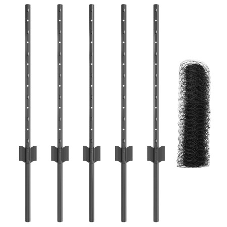 Postes de valla  5 pcs U-Channel Gris 60 cm Acero, Valla Hexagonal  Gris 0.5x10 m Acero | Foro24.es | Tu tienda online para hogar, jardín y más Foro24.es