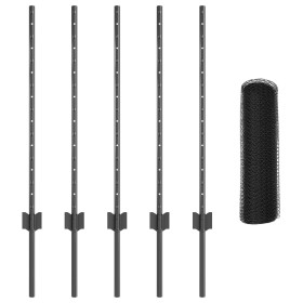 Comprar Postes de Valla 5 pcs U-Channel Gris 80