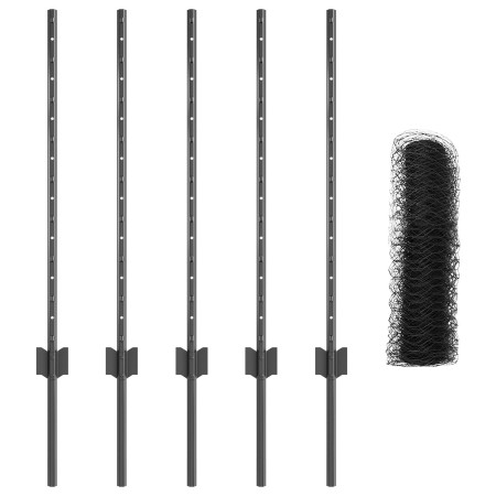 Postes para Cercas  5 pcs U-Channel Gris 80 cm Acero, Cerca Hexagonal  Gris 0.8x10 m Acero | Foro24.es | Tu tienda online para hogar, jardín y más Foro24.es