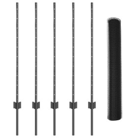 Postes de Cerca 10 pcs U-Channel Gris 100 cm Acero, Cerca Hexagonal Gris 1x10 m Acero de , Postes de cerca - Ref: Foro24-3336...
