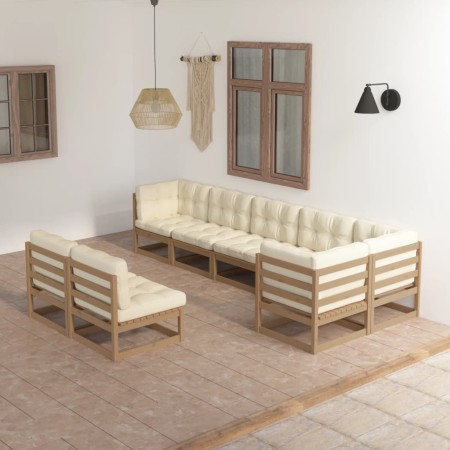 Muebles de jardín 8 pzas y cojines madera maciza pino de vidaXL, Conjuntos de jardín - Ref: Foro24-3076667, Precio: 928,63 €,...