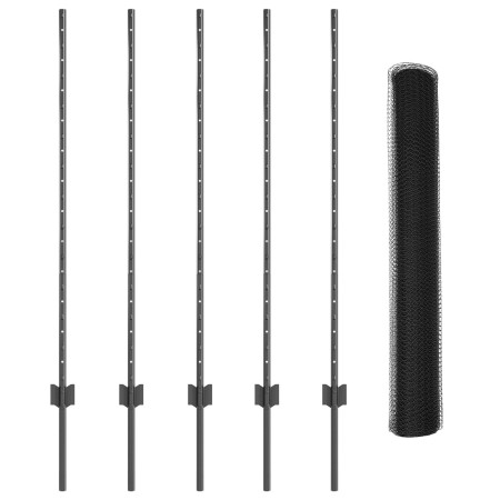 postes de cerca 10 piezas U-Channel gris 120 cm acero, Cerca Hexagonal Gris 1,2x10 m Acero de , Postes de cerca - Ref: Foro24...