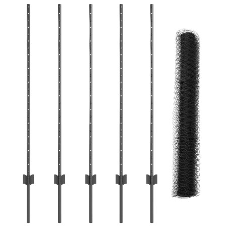 Postes de Cerca 10 pcs U-Channel Gris 120 cm Acero, Cerca Hexagonal Gris 1,2x10 m Acero de , Postes de cerca - Ref: Foro24-33...