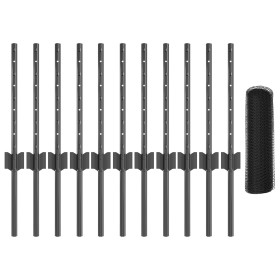 Postes de Cerca 11 pcs U-Channel Gris 40 cm Acero, Cerca Hexagonal Gris 0.4x25 m Acero de , Postes de cerca - Ref: Foro24-333...