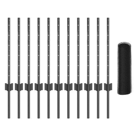 Postes de Cerca  11 pcs Canal U Gris 60 cm Acero, Cerca Hexagonal  Gris 0,6x25 m Acero | Foro24.es | Tu tienda online para hogar, jardín y más Foro24.es