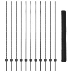 Publicaciones de Valla 22 pcs U-Channel Gris 160 cm de Acero, Valla Hexagonal Gris 1.6x25 m de Acero de , Postes de cerca - R...