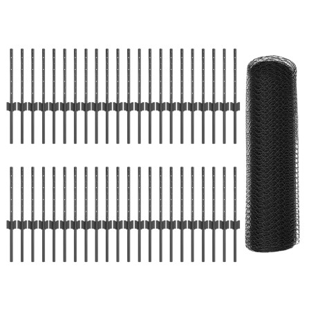 Postes de Cerca  11 pcs U-Channel Gris 40 cm de Acero, Cerca Hexagonal  Gris 0.4x100 m de Acero | Foro24.es | Tu tienda online para hogar, jardín y más Foro24.es