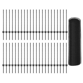 Postes de Cerca 11 pcs U-Channel Gris 80 cm de Acero, Valla Hexagonal Gris 0.8x100 m de Acero de , Postes de cerca - Ref: For...