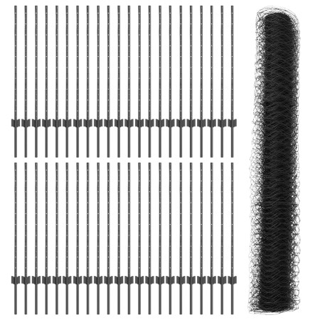 Postes de Cerca 22 pcs U-Channel Gris 100 cm Acero,  Cerca Hexagonal Gris 1x100 m Acero | Foro24.es | Tu tienda online para hogar, jardín y más Foro24.es