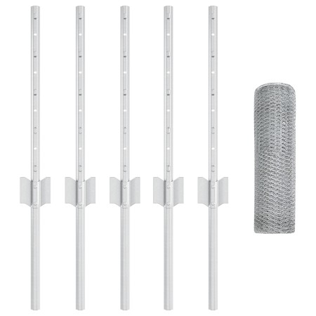 Postes de Cerca  5 pcs U-Channel 40 cm Acero Galvanizado, Cerca Hexagonal  0.4x10 m Acero Galvanizado | Foro24.es | Tu tienda online para hogar, jardín y más Foro24.es
