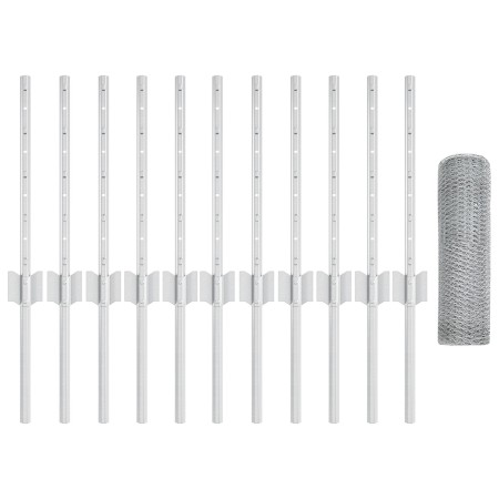 Postes de Valla  11 pcs Canales en U 40 cm Acero Galvanizado, Cerca Hexagonal  0.4x25 m Acero Galvanizado | Foro24.es | Tu tienda online para hogar, jardín y más Foro24.es