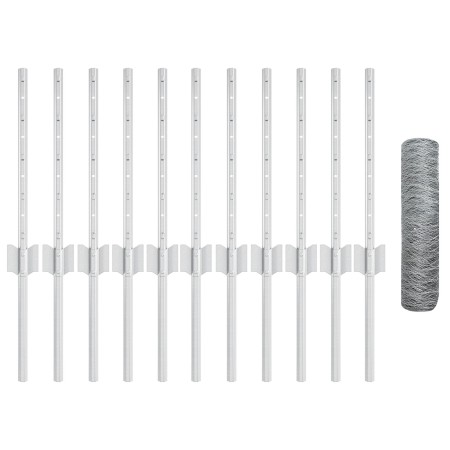 Postes de Cerca 11 pcs U-Channel 40 cm Acero Galvanizado,  Cerca Hexagonal 0,4x25 m Acero Galvanizado | Foro24.es | Tu tienda online para hogar, jardín y más Foro24.es