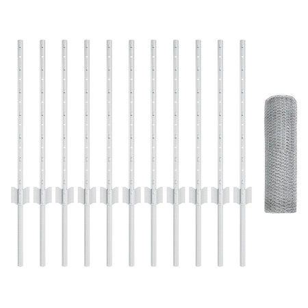 Postes para Cerca 11 pcs U-Channel 60 cm Acero Galvanizado,  Cerca Hexagonal 0.6x25 m Acero Galvanizado | Foro24.es | Tu tienda online para hogar, jardín y más Foro24.es