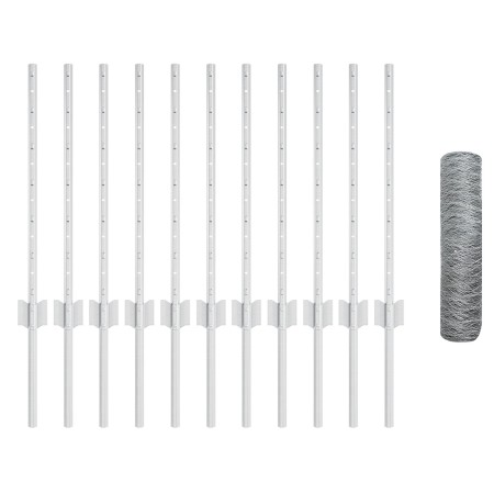 Postes de Cerca  11 pcs U-Channel 60 cm Acero Galvanizado, Cerca Hexagonal  0.6x25 m Acero Galvanizado | Foro24.es | Tu tienda online para hogar, jardín y más Foro24.es