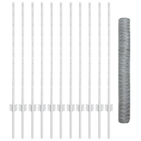 Cerca Hexagonal con 22 Postes en U Plateados 1x25 m de Acero de , Postes de cerca - Ref: Foro24-3337000, Precio: 73,08 €, Des...