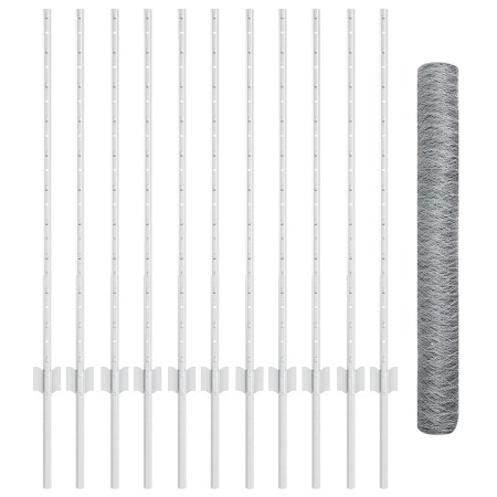 Cerca Hexagonal con 22 Postes en U Plateados 1x25 m de Acero de , Postes de cerca - Ref: Foro24-3337000, Precio: 73,08 €, Des...
