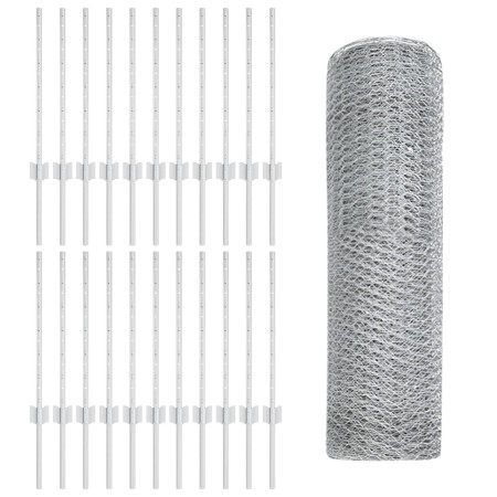 Poste de Cerca 11 pcs U-Channel 60 cm Acero Galvanizado,  Cerca Hexagonal 0.5x50 m Acero Galvanizado | Foro24.es | Tu tienda online para hogar, jardín y más Foro24.es