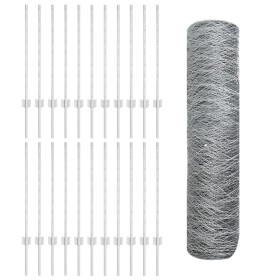 Posts de cerca 11 pcs U-Channel 80 cm Acero Galvanizado, Cerca Hexagonal 0,8x50 m Acero Galvanizado de , Postes de cerca - Re...
