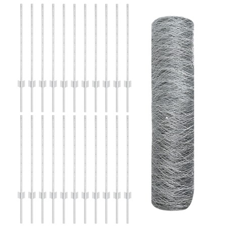 Posts de cerca 11 pcs U-Channel 80 cm Acero Galvanizado, Cerca Hexagonal 0,8x50 m Acero Galvanizado de , Postes de cerca - Re...